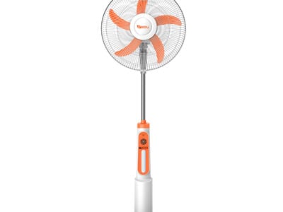 GWELL 16" Ventilador de Pedestal Recargable + Panel Solar + 2 Bombillas LED (12V)