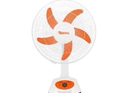 GWELL 16" AC/DC Rechargeable Table Fan + Solar Panel + 2 LED Bulbs (6V)